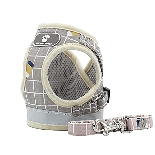 Mascota Respirable Suave Malla Arnés Chaleco Reflectantes Arnés Chaleco Gato Y Arnés Ajustable para Perros Correa De Perro Adecuado Perros Cachorros Y Medianoskhaki-XL:Bust 47~52cm