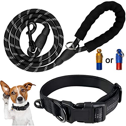 Mauts Juego de Collares y Correa para Perros Grandes, medianos y pequeños (3 Piezas) (Negro, pequeña)