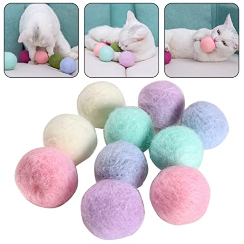MaylFre Bola de Lana de Mascotas Bola de Lana de Mascotas Fieltro Pompones Fun Adorable Adorable Colorido Colorido Softo Quiet Field Bolas para Gato Lover Suministros de Artesanía 2 cm 10pcs