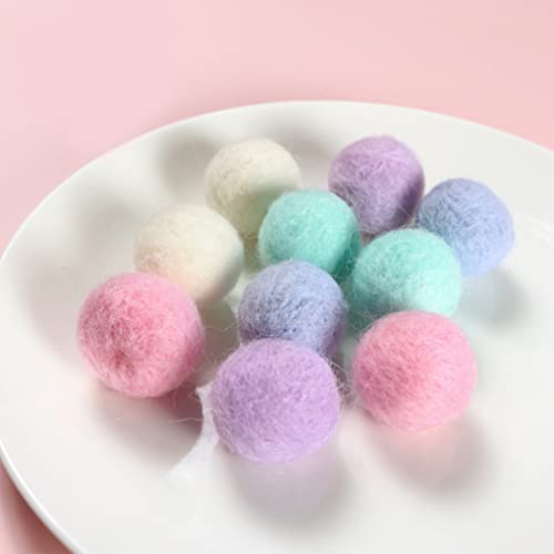 MaylFre Bola de Lana de Mascotas Bola de Lana de Mascotas Fieltro Pompones Fun Adorable Adorable Colorido Colorido Softo Quiet Field Bolas para Gato Lover Suministros de Artesanía 2 cm 10pcs