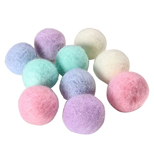 MaylFre Bola de Lana de Mascotas Bola de Lana de Mascotas Fieltro Pompones Fun Adorable Adorable Colorido Colorido Softo Quiet Field Bolas para Gato Lover Suministros de Artesanía 2 cm 10pcs