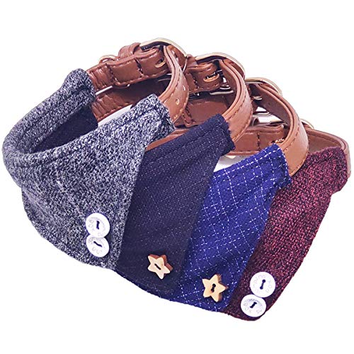 MayPaw Collar Bandana para Perro, Estilo británico, Suave, para Cachorros y Gatos, de Piel triángulo, para Mascotas