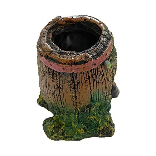 Maysunnya Decoración para Acuario 11x9x10cm Adorno de Acuario Decoración Temática para Acuarios Decoraciones para Peceras de Resina Artificial Accesorios de Decoración de Pecera Barril de Vino Vintage