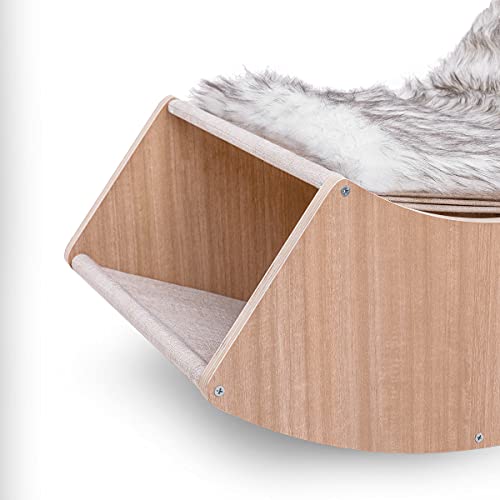 Mc Haus Fluffy Cat House, Casa para Gatos, Rascador, Diseño Moderno, Cojín Extraíble, Color Madera