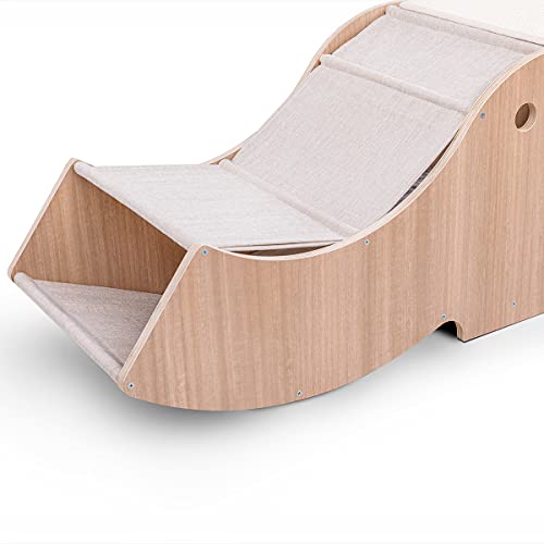 Mc Haus Fluffy Cat House, Casa para Gatos, Rascador, Diseño Moderno, Cojín Extraíble, Color Madera