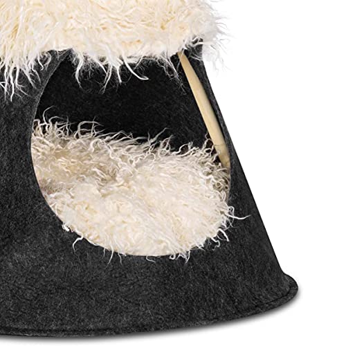 Mc Haus Tipi Cat, Tienda de Campaña para Mascotas, Color Negro y Beige, 50x50x65cm