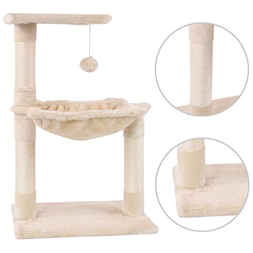 MC Star Árbol para Gatos Árbol Escalador con Rascador Arañazo Juguete de Gatos, Hamaca, Plataformas y Bolas de Juego (Beige, 50×36×70cm)