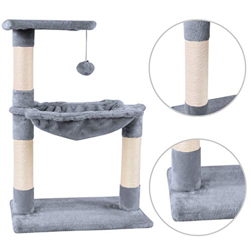 MC Star Árbol para Gatos Árbol Escalador con Rascador Arañazo Juguete de Gatos, Hamaca, Plataformas y Bolas de Juego (Gris, 50×36×70cm)