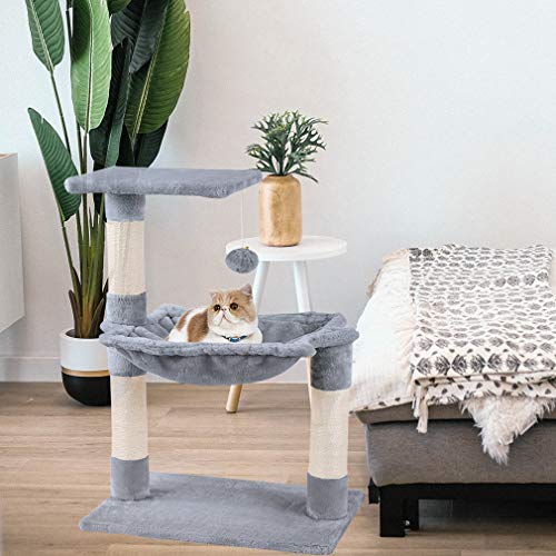 MC Star Árbol para Gatos Árbol Escalador con Rascador Arañazo Juguete de Gatos, Hamaca, Plataformas y Bolas de Juego (Gris, 50×36×70cm)
