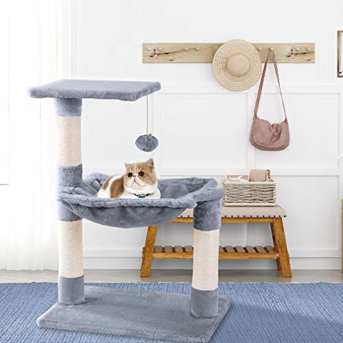 MC Star Árbol para Gatos Árbol Escalador con Rascador Arañazo Juguete de Gatos, Hamaca, Plataformas y Bolas de Juego (Gris, 50×36×70cm)