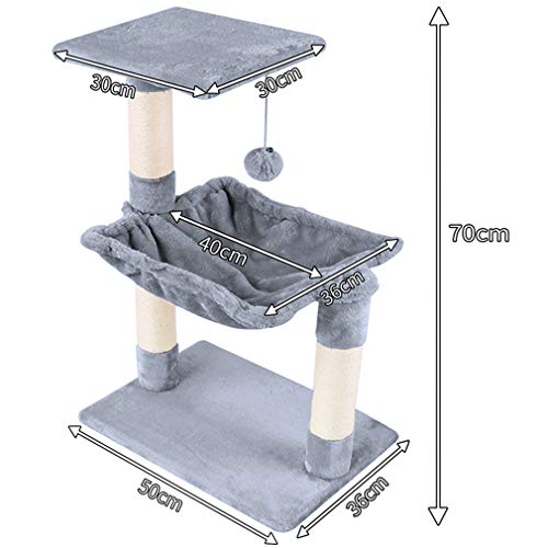 MC Star Árbol para Gatos Árbol Escalador con Rascador Arañazo Juguete de Gatos, Hamaca, Plataformas y Bolas de Juego (Gris, 50×36×70cm)