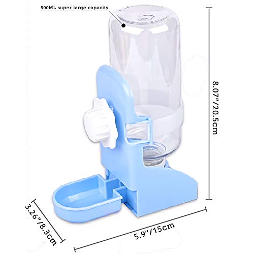 MEEQIAO 500ml Dispensador de Agua para Gatos y Perros,Colgando Dispensador de Agua para Animales Pequeño,Fuente Automática para Beber Mascotas (Azul)