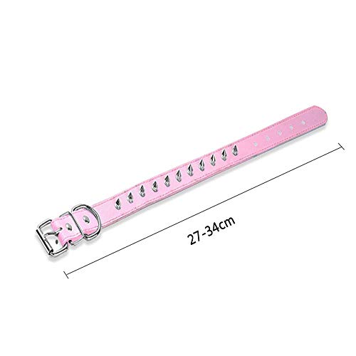 Mein HERZ 2 Pcs Collar de Perro con púas, Elegante Collar de Perro Punk Collar de Perro Tachuelas Collar de Perro para Perros, Tamaño Ajustable, para Perros pequeños y medianos, Rosa + Negro