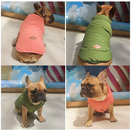 meioro Chaquetas para Perros Calentar Abrigos Ropa para Perros Cat West Abrigo Forrado de Invierno Chaleco de Ropa de Gato Pug Bulldog Francés (XXL, Rosado)
