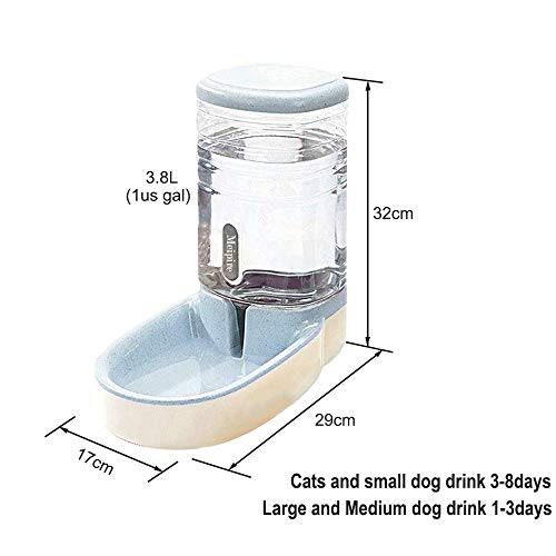 Meipire Pets - Comedero automático de 3,8 L, alimentador de alimentos y dispensador de agua para perros pequeños y grandes, gatos y mascotas animales