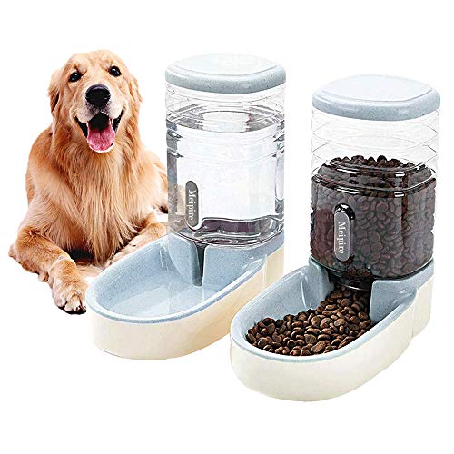 Meipire Pets - Comedero automático de 3,8 L, alimentador de alimentos y dispensador de agua para perros pequeños y grandes, gatos y mascotas animales