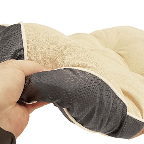Meishida Cama Perro Lavable Super Blanda y Suave, Colchón Perro Fibra Hueca con Cremallera (Gris-Crema, M/70 x 50 x 9 cm)