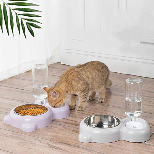 MEISISLEY Comedero Perro Comederos para Perros De plástico de Perro Perro Mediano Cuenco de Agua y Comida para Perros Superficial de Gato Criado de Gato 27.5,Grey