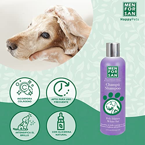 MENFORSAN Champú Perros Pelo Blanco 300ml Pack de 3 Unidades | Intensificador del Color, con pH Neutro Adaptado al Perro
