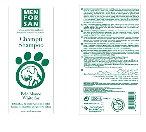 MENFORSAN Champú Perros Pelo Blanco 300ml Pack de 3 Unidades | Intensificador del Color, con pH Neutro Adaptado al Perro