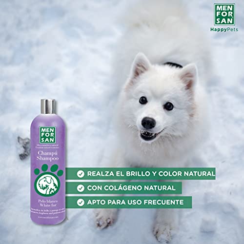 MENFORSAN Champú Perros Pelo Blanco 300ml Pack de 3 Unidades | Intensificador del Color, con pH Neutro Adaptado al Perro