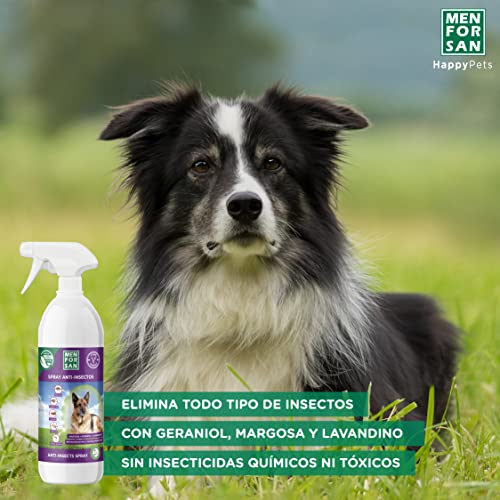 MENFORSAN Spray Anti-Insectos Perros 750ml, 3 Activos Naturales Margosa, Geraniol y Lavandino