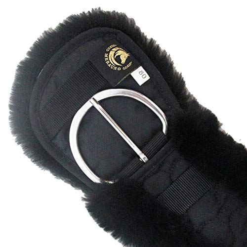 Merauno® Cinturón de lana de cordero Western para silla de montar, de lana de cordero merino de calidad, forma anatómica cóncava, Color: natural, negro, marrón, antracita