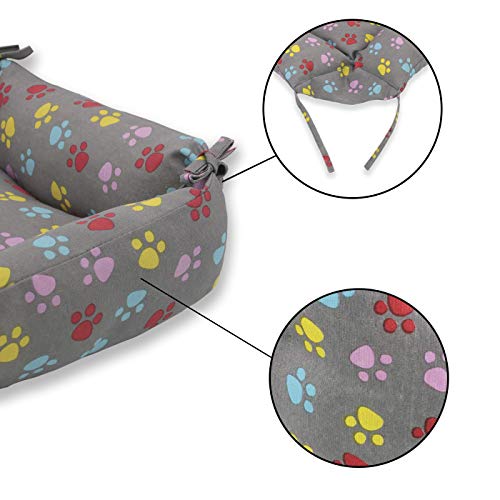 MERCURY TEXTIL – Cama Doble Uso para Mascotas, rellena de Fibra Hueca, cómoda y Transpirable. Lo Ideal para Tus Mascotas. (Medium, Huellas Mascotas)
