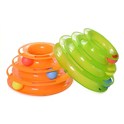 MERIGLARE Tres Capas Juguetes para Mascotas Inteligencia Crazy Play Ball Tray Cat Toy - Verde