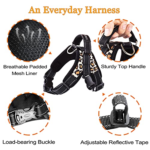 MerryBIY Arnés del Animal Doméstico Pet Harness Perro Collar Chaleco para Mascotas en el Pecho Correas con la Manija Accesorio Cuerda Lo Mejor para Pasear(Leopardo, XL)