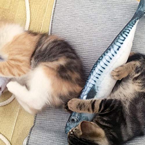 MeterBew1147 20cm Catnip Catmint Cat Favor Simulación Pez Gato Juguetes Forma de pez Poste para rascar Peluche Corto para Suministros de Productos para Mascotas - Caballa frita Multicolor
