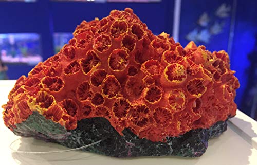 Mezzaluna Gifts Adorno de coral colorido para acuario, decoración de peces, color naranja y coral