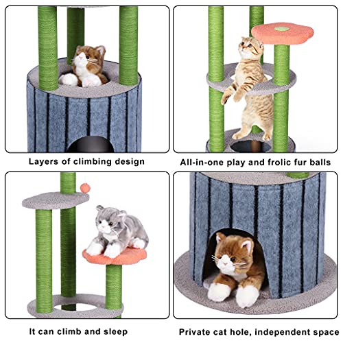 MGRECK Marco de Escalada para Gatos con Poste para rascar, Juguetes Divertidos para Gatos, Torre de árbol para Gatos, Muebles de protección contra Saltos, casa para Gatos, Gatitos y Mascotas