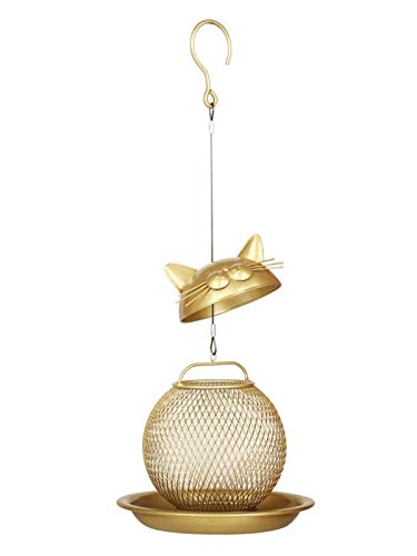 MIAOMSI Vintage Golden Gato Forma Duradera Colgante de Aves Salvajes Aleatorio de pájaro jardín al Aire Libre Regalos para la Navidad de Acción de Gracias