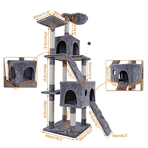 Miaow house Big Cat Tree Tower Condo Furniture Scratch Post Cat Gating Juguete de Salto con Escalera para Gatitos Casa de Mascotas Play Cat Scratch Post