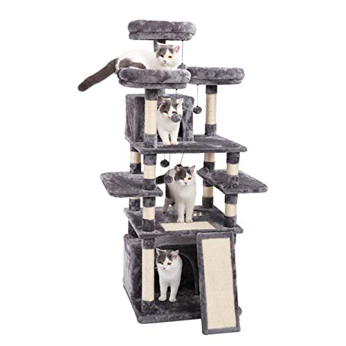 Miaow house Big Cat Tree Tower Condo Furniture Scratch Post Cat Gating Juguete de Salto con Escalera para Gatitos Casa de Mascotas Play Cat Scratch Post