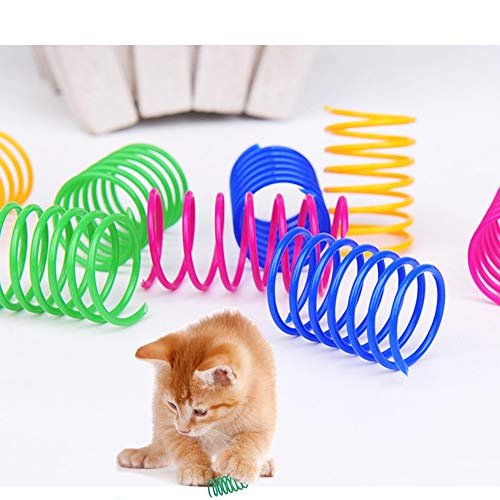 MICOKA Juguete de resorte para gatos (60 unidades), juguetes para gatos y gatitos de plástico en espiral para swatting, morder, caza y juego saludable activo (color al azar)