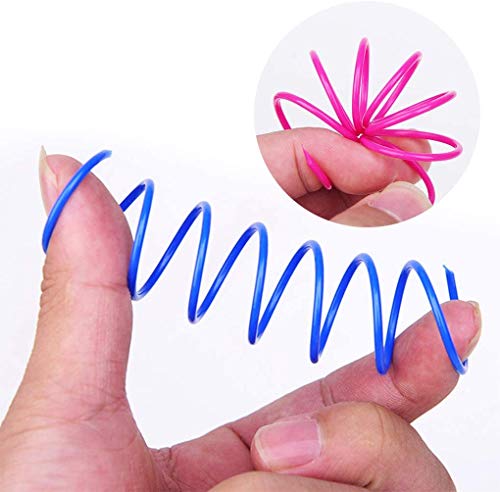MICOKA Juguete de resorte para gatos (60 unidades), juguetes para gatos y gatitos de plástico en espiral para swatting, morder, caza y juego saludable activo (color al azar)