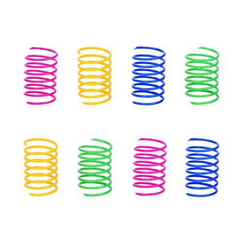 MICOKA Juguete de resorte para gatos (60 unidades), juguetes para gatos y gatitos de plástico en espiral para swatting, morder, caza y juego saludable activo (color al azar)