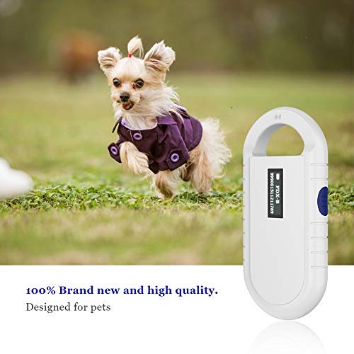 Microchip RFID Reader,Escáner microchip mascotas con pantalla retroiluminada Etiquetas FDX-B de 134.2 kHz Lector portátil de chips de animales de mano para ISO 11784/11785,FDX-B e ID64 RFID,Blanco