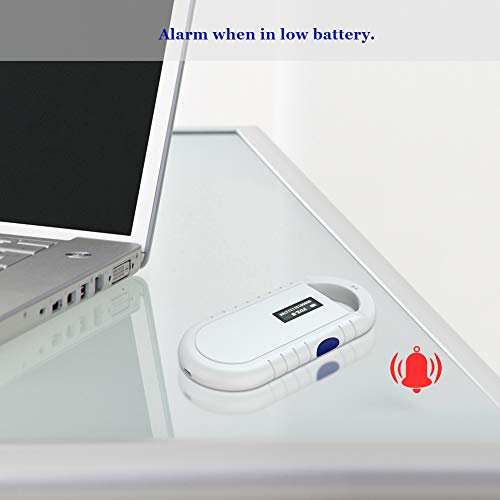 Microchip RFID Reader,Escáner microchip mascotas con pantalla retroiluminada Etiquetas FDX-B de 134.2 kHz Lector portátil de chips de animales de mano para ISO 11784/11785,FDX-B e ID64 RFID,Blanco