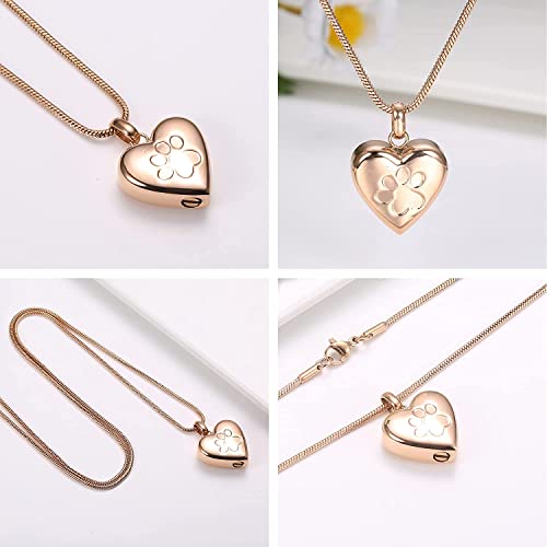 MILACOLATO - 2 Piezas Joyería para Cremación Mascotas para Cenizas Colgante con Estampado de Pata Corazón urna Collar Recuerdo Conmemorativo Joyería para Cenizas de Mascotas/Perros/Gatos