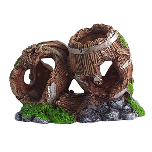 Milopon Adorno de Acuario Resina Forma De Barril De Creativa decoración Accesorios para Pez Depósito Paisaje Tank Aquarium