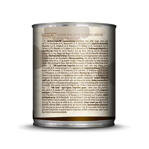 MjAMjAM - Pienso acuoso para Gatos - Delicioso Cordero Puro - Sin Cereales - 6 x 800 g