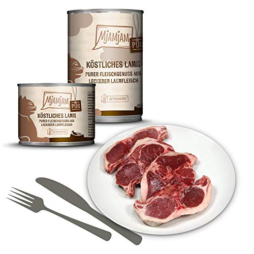 MjAMjAM - Pienso acuoso para Gatos - Delicioso Cordero Puro - Sin Cereales - 6 x 800 g