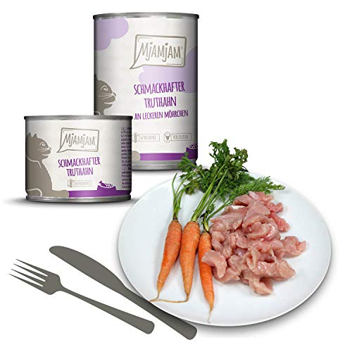 MjAMjAM - Pienso acuoso para Gatos - Sabroso Pavo sobre deliciosas Zanahorias - Sin Cereales - 6 x 400 g