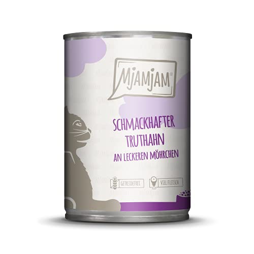 MjAMjAM - Pienso acuoso para Gatos - Sabroso Pavo sobre deliciosas Zanahorias - Sin Cereales - 6 x 400 g