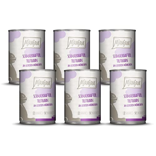 MjAMjAM - Pienso acuoso para Gatos - Sabroso Pavo sobre deliciosas Zanahorias - Sin Cereales - 6 x 400 g