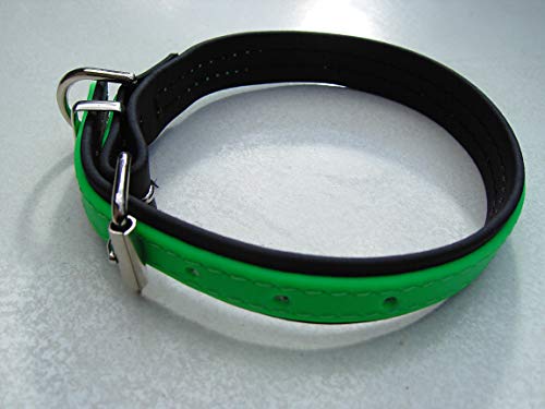 MJH Berta Beta Biothane - Collar (talla S, 25 mm), color negro y verde