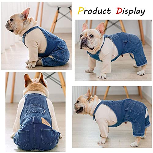 MLYX Camisas para perros, ropa de mezclilla, ropa para perros de moda, chaqueta de mezclilla para cachorros, trajes de mono con honda, ropa cómoda de pantalones azules (M)